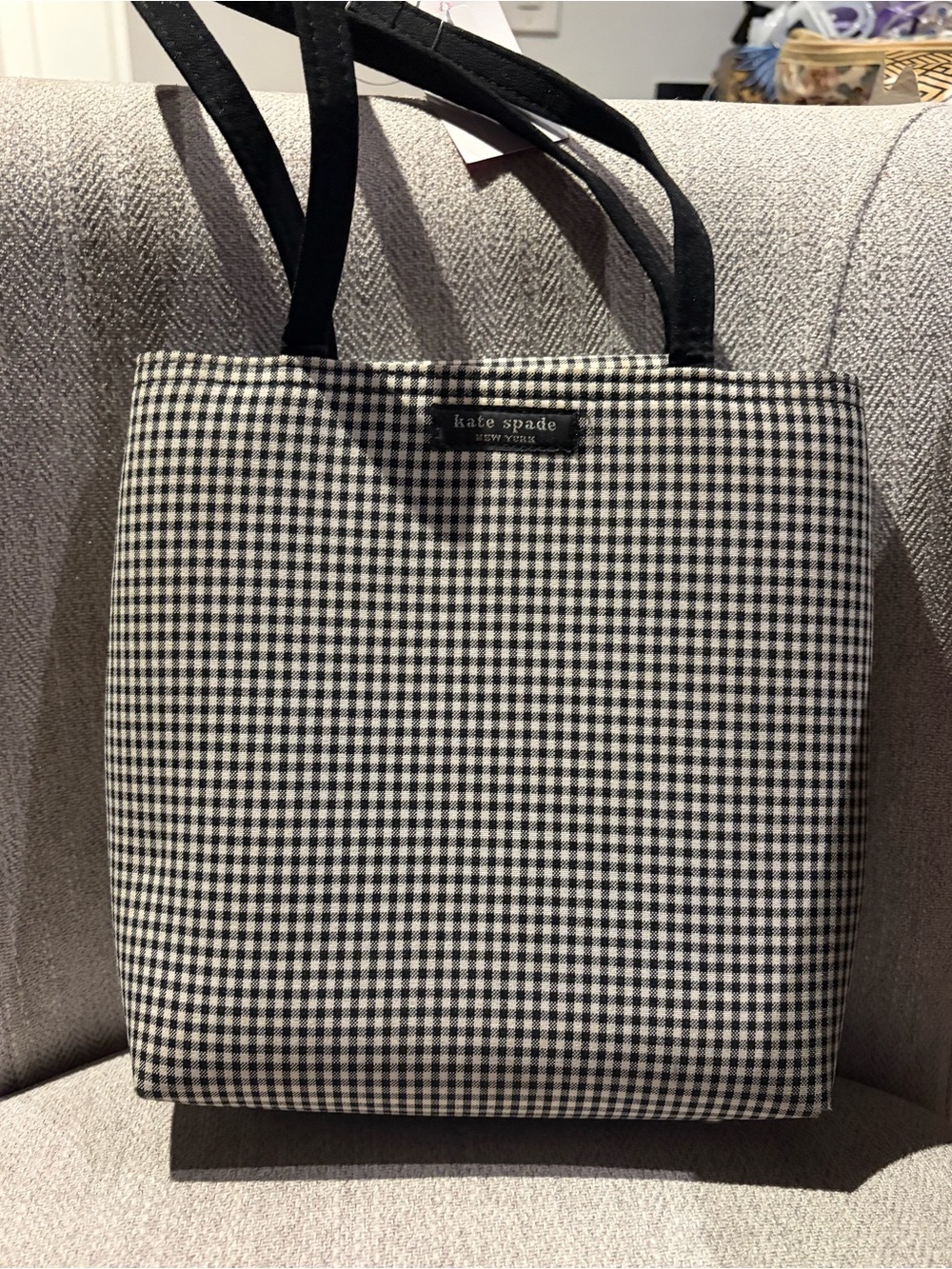 Kate Spade Black and White Gingham Vintage Tote - Picture 15 of 16